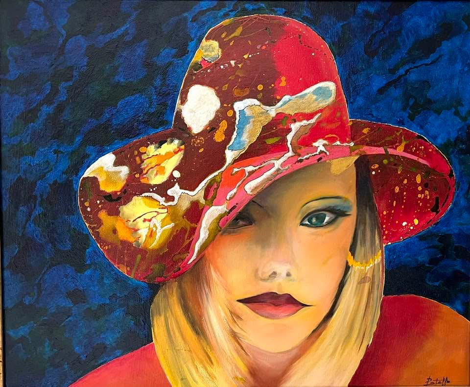À partir d’un tableau de M. Grégoire Portrait chapeau rouge inspiré de M. Grégoire