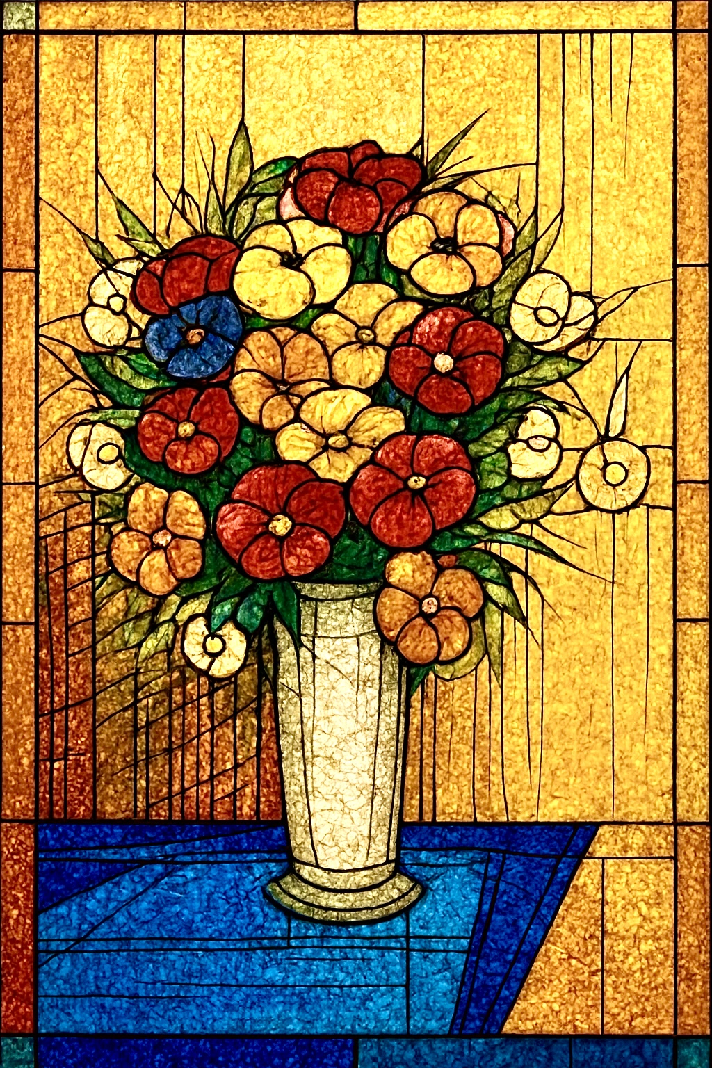 Bouquet – version vitrail 2 (style Bernard Buffet)