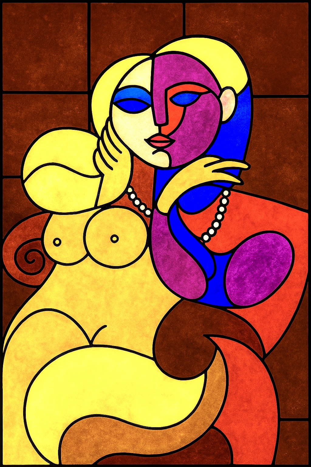 Variation en style vitrail de Femme au fauteuil