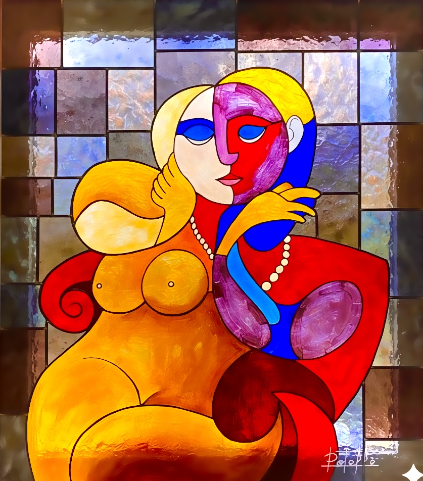 Variation en style vitrail de Femme au fauteuil