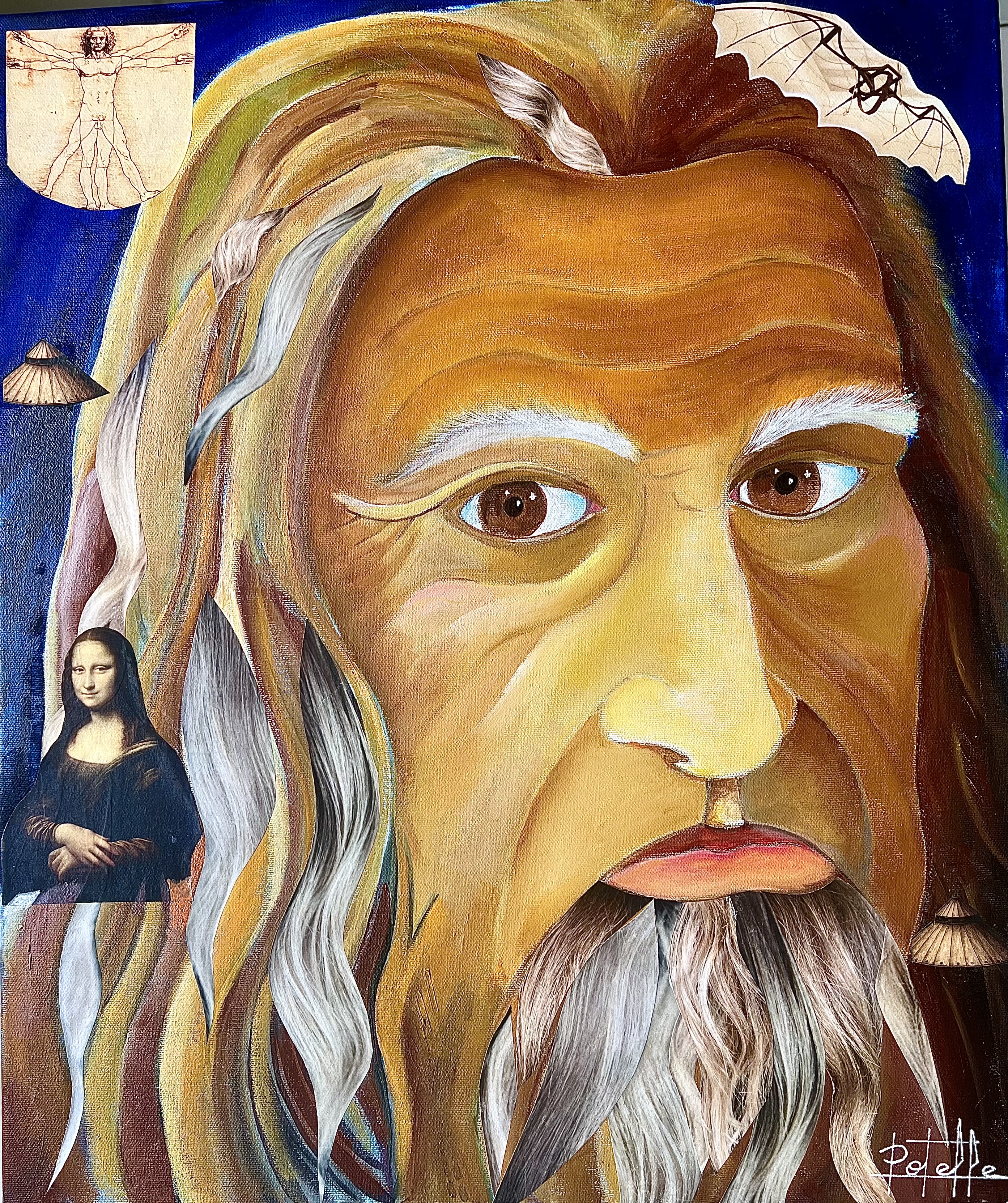 Portrait de Léonard de Vinci à l’huile sur toile